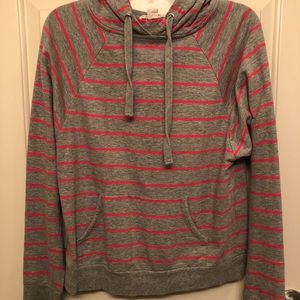 Grey and pink striped hoodie